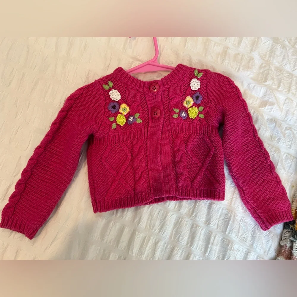 The Children's Place Pink Floral Stitched Cardigan Size 18 months GUC